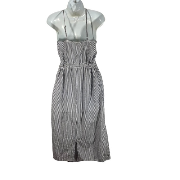 Love Notes Dress‎ MIDI Blue White Striped Tie Knot Sleeveless Size Small - Picture 6 of 8